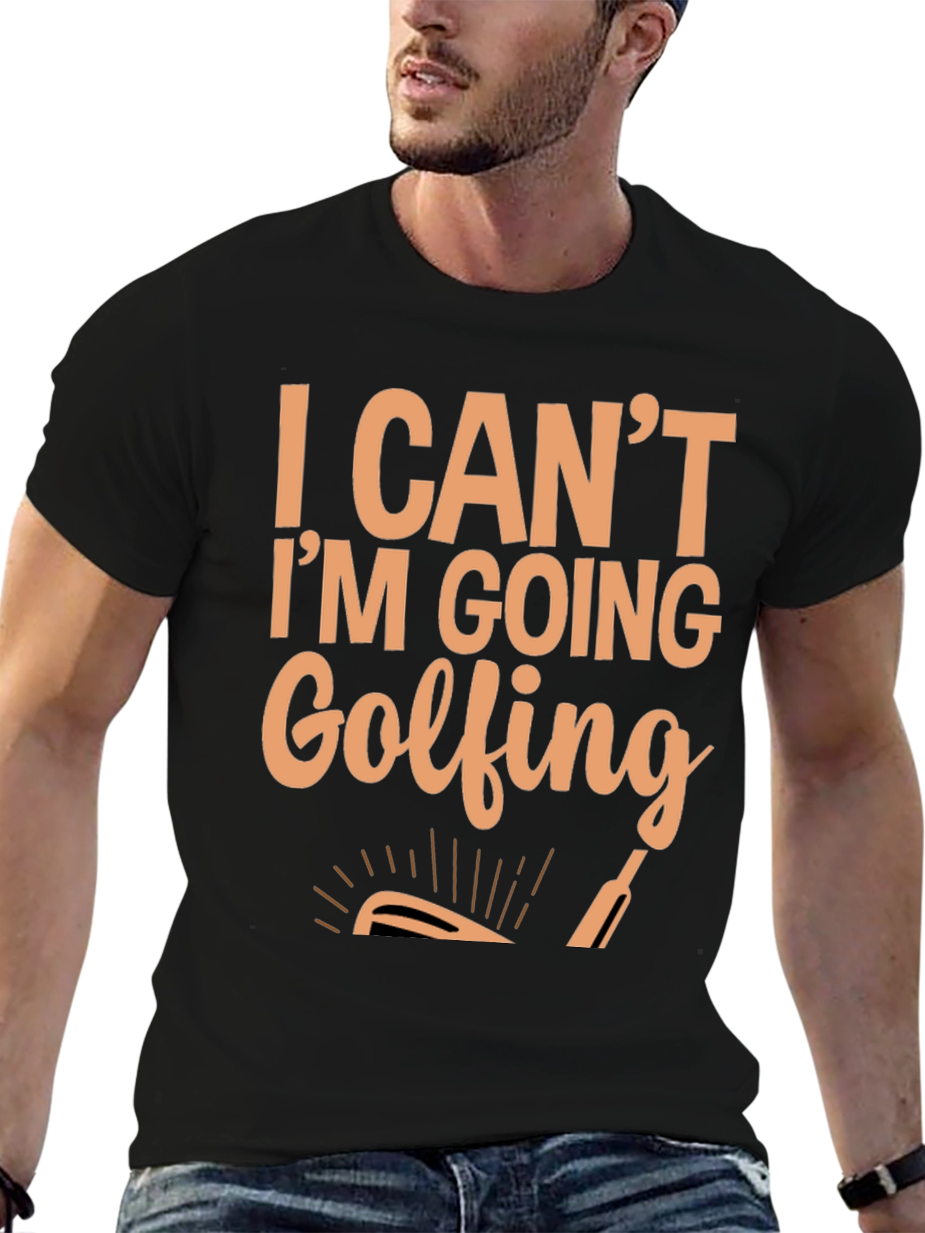 I Cant Im Going Golfing Mens Black Tee