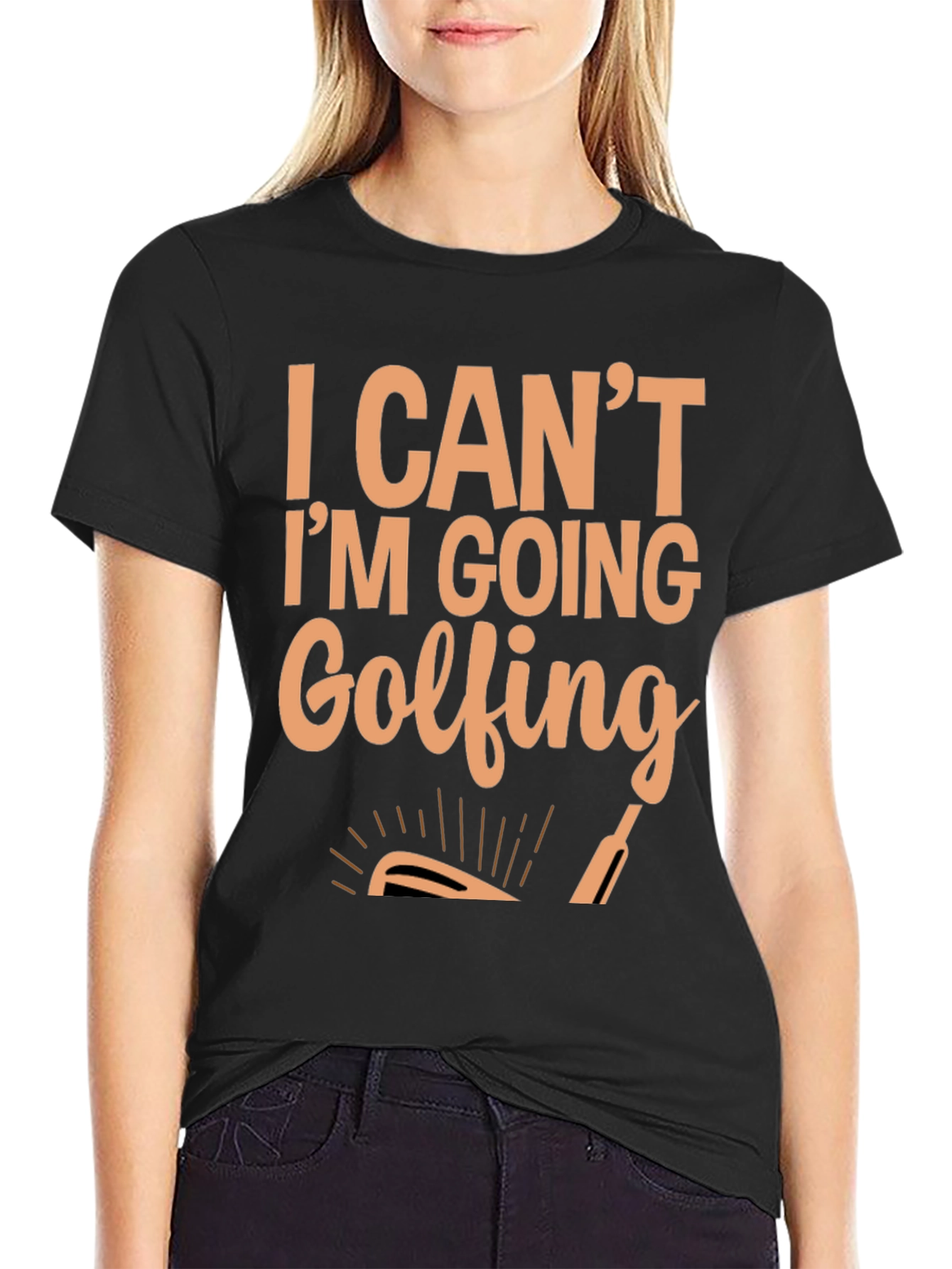 I Cant Im Going Golfing Mens Black Tee