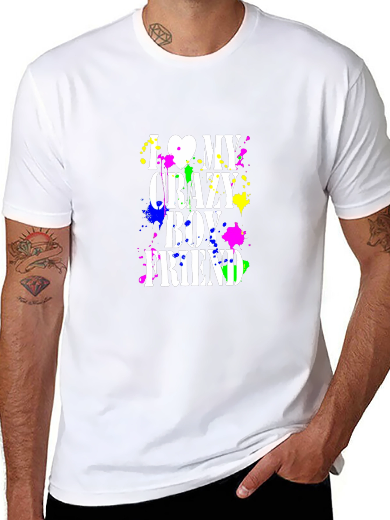 I Love My Crazy Boyfriend T-Shirt - Black