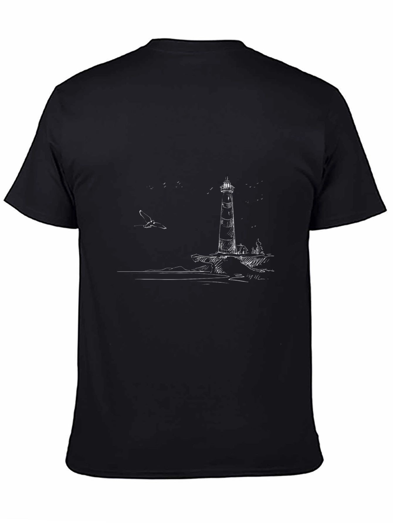 Lighthouse Sketch Graphic Tee - Black