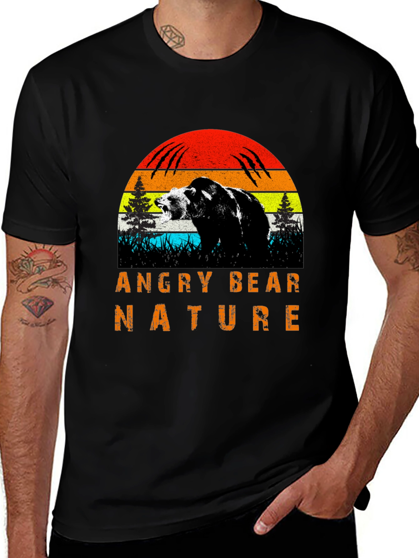 Angry Bear Nature Graphic T-Shirt