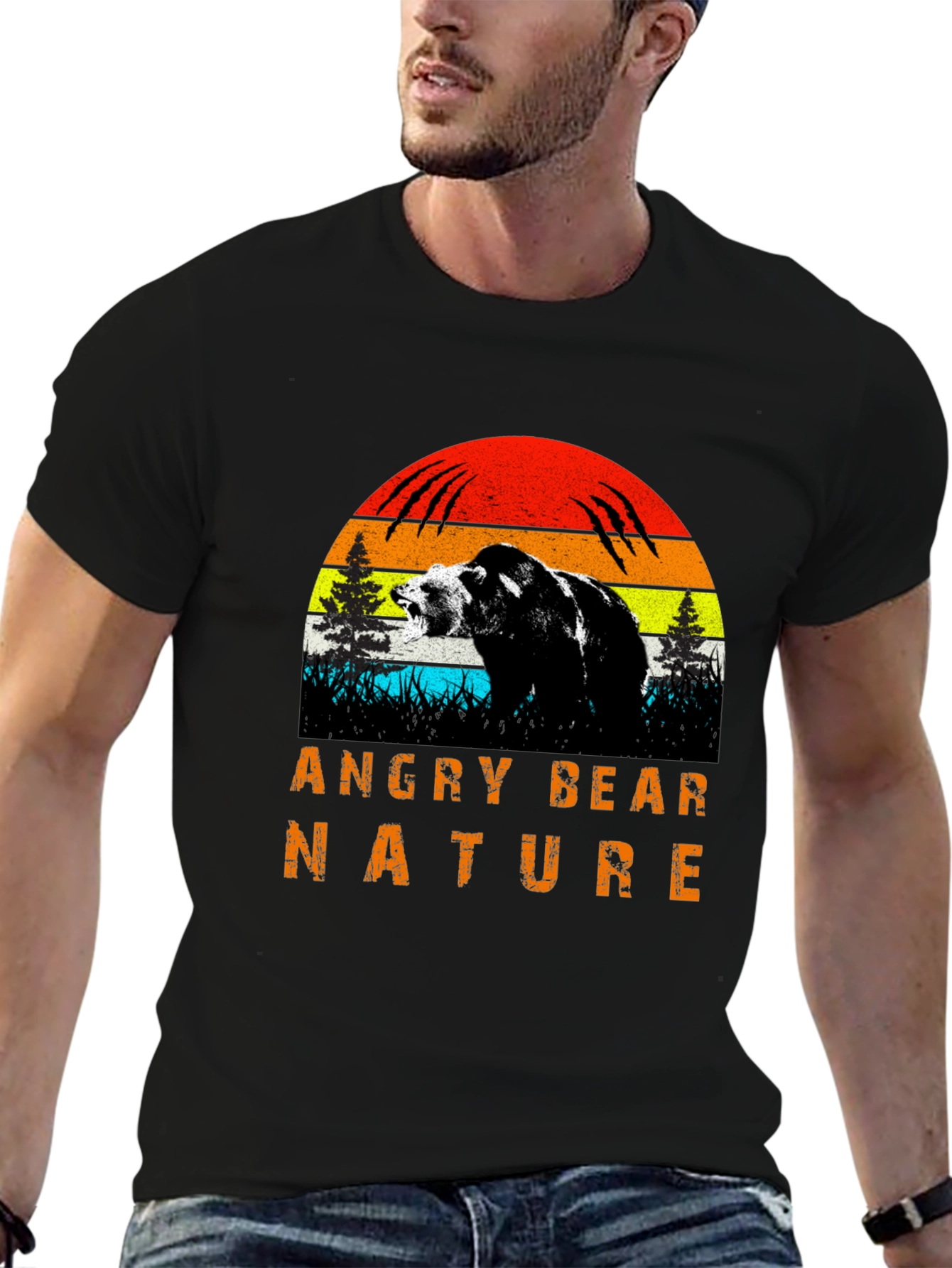 Angry Bear Nature Graphic T-Shirt