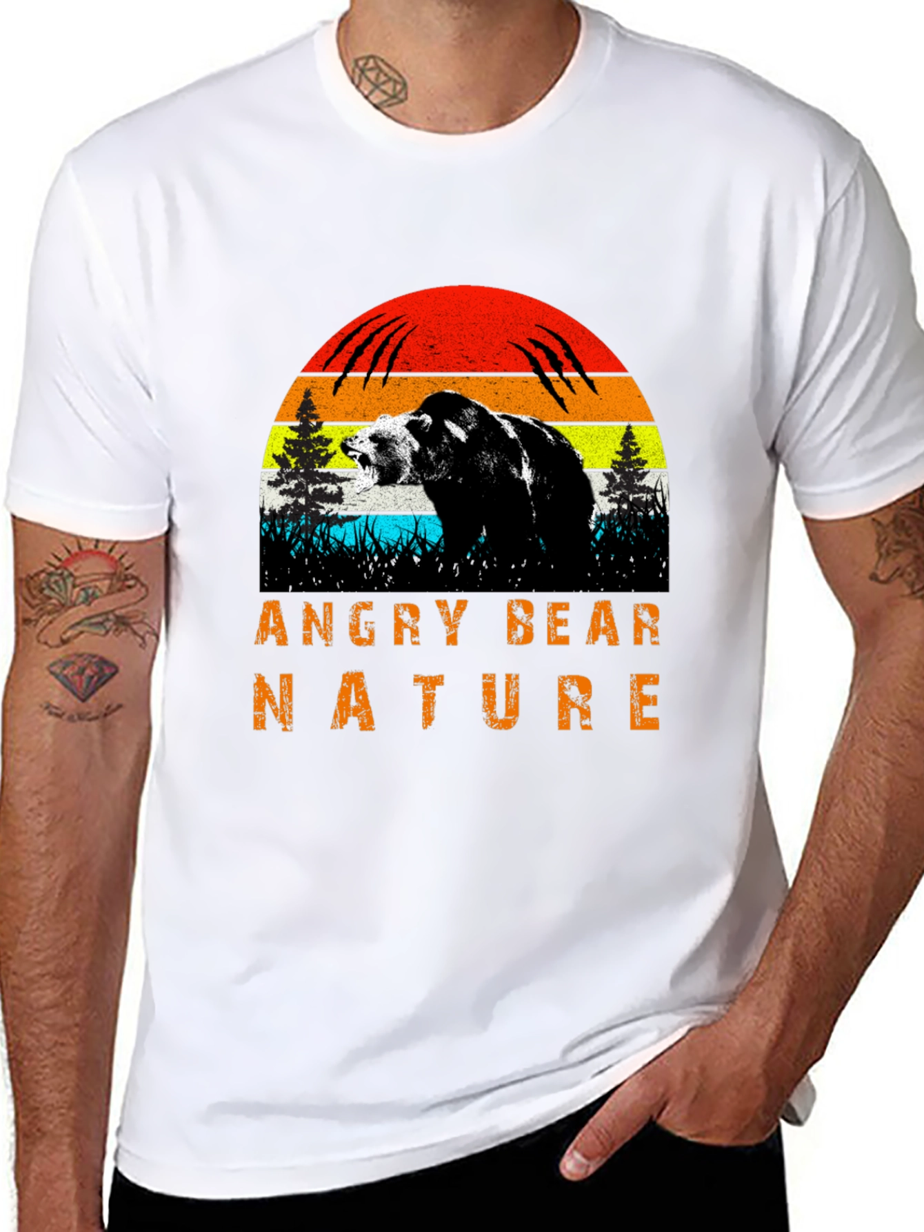 Angry Bear Nature Graphic T-Shirt