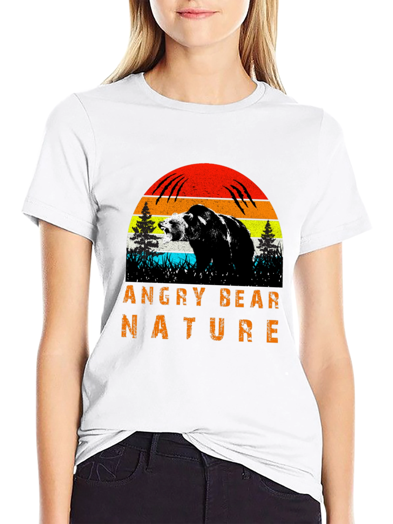 Angry Bear Nature Graphic T-Shirt