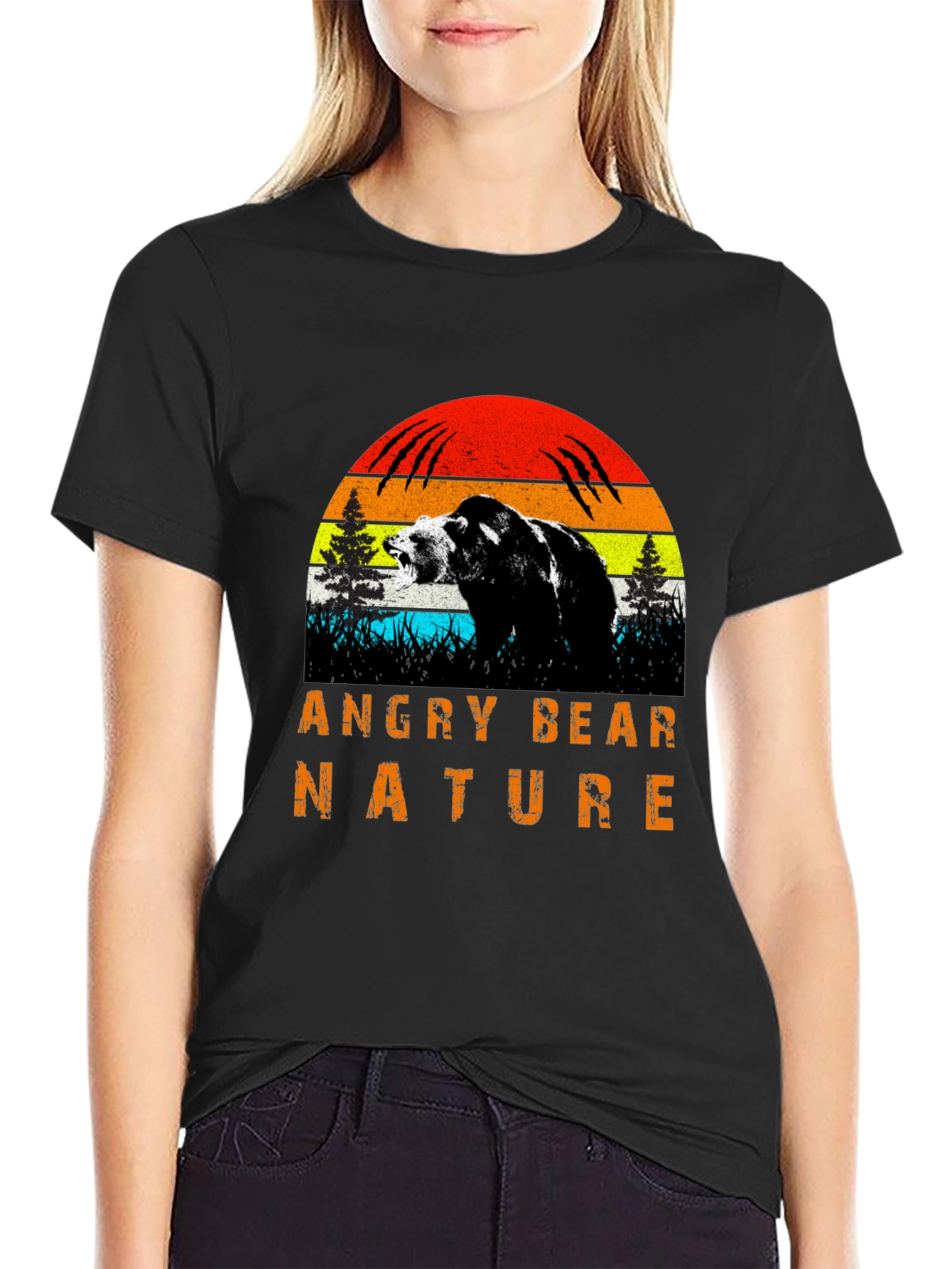 Angry Bear Nature Graphic T-Shirt