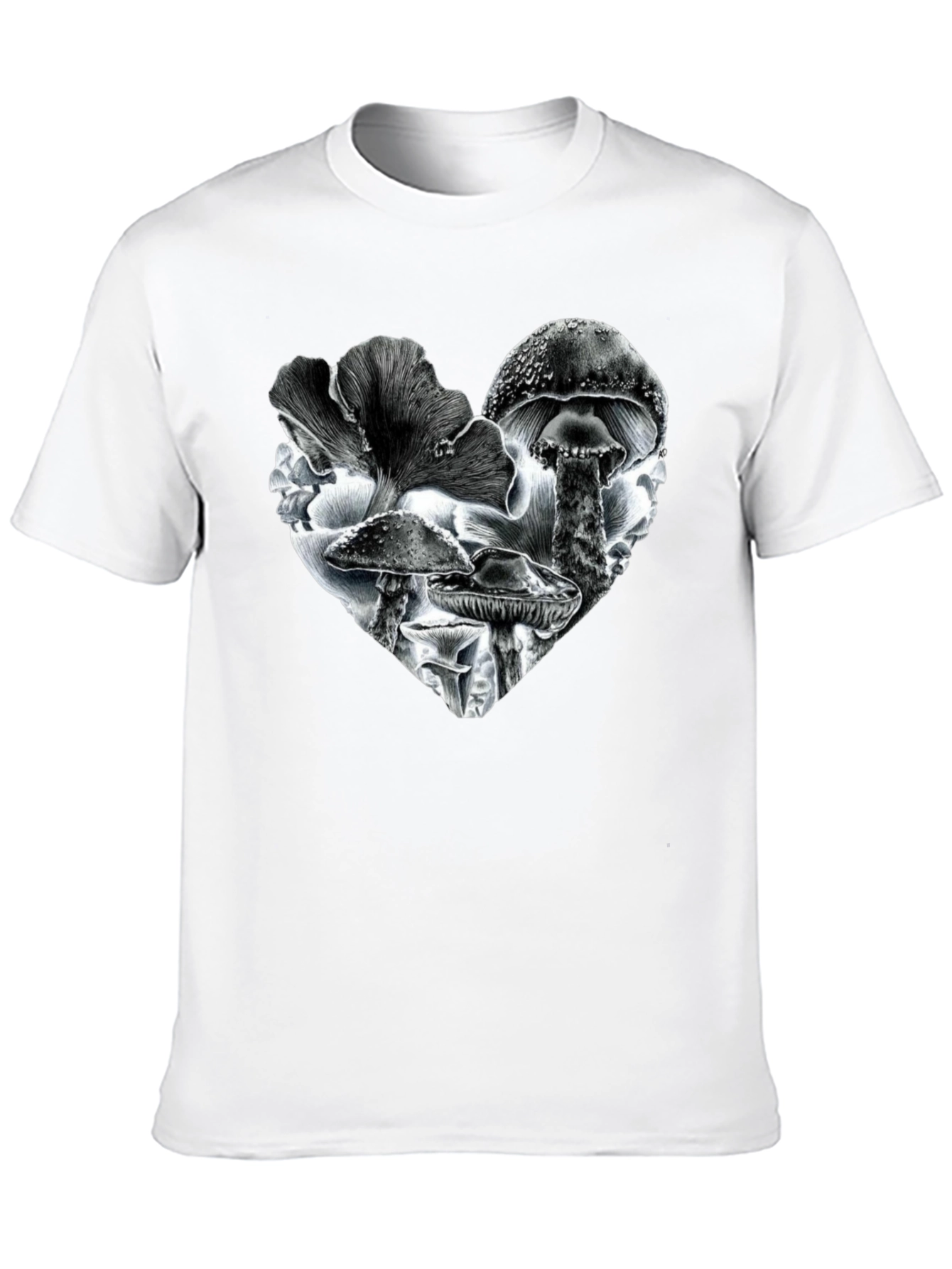 Mushroom Heart Black T-Shirt
