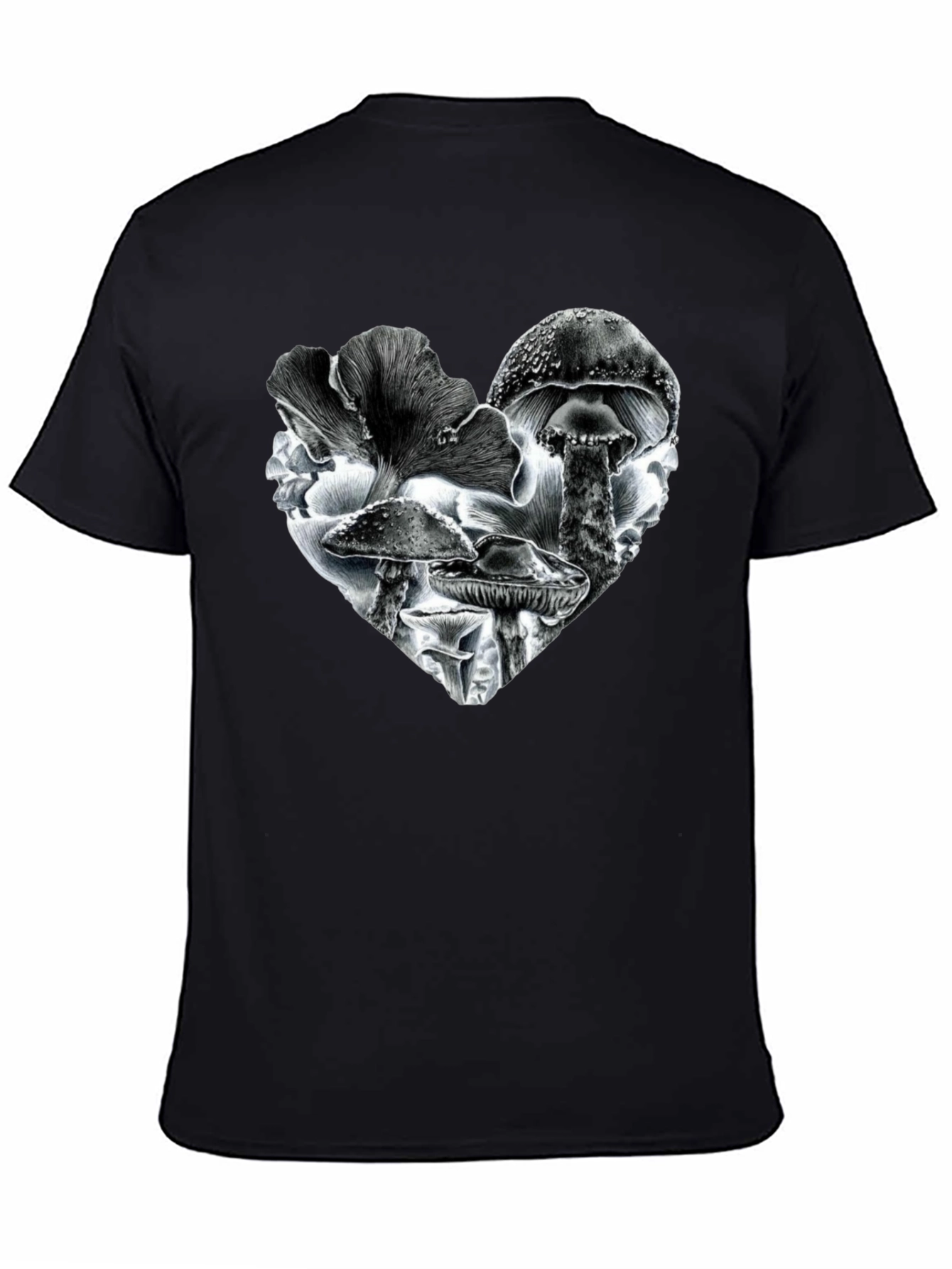 Mushroom Heart Black T-Shirt