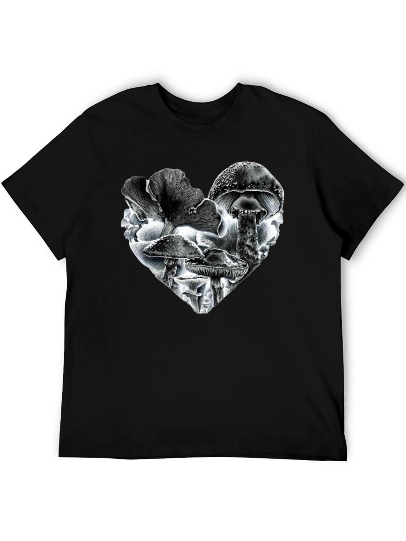 Mushroom Heart Black T-Shirt