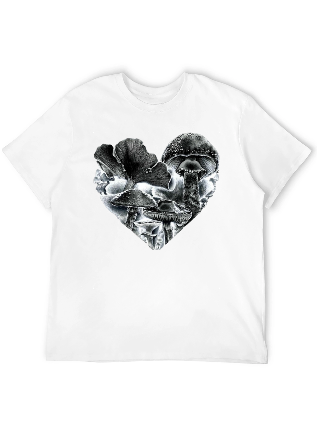 Mushroom Heart Black T-Shirt