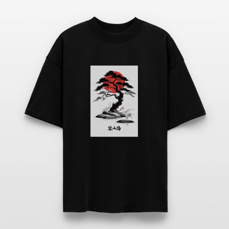 Serene Japanese Garden and Crane Design