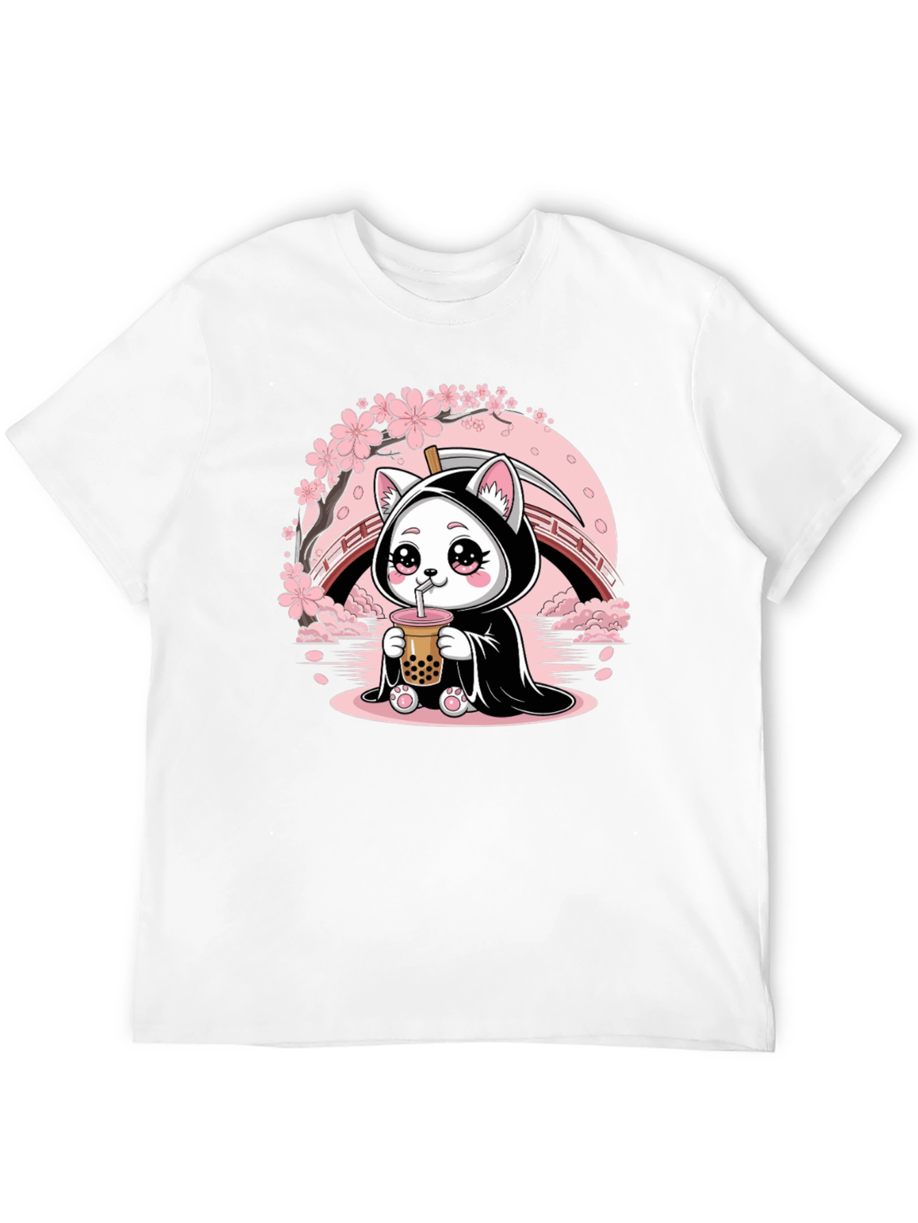 Cute Grim Reaper Cat Boba T-Shirt