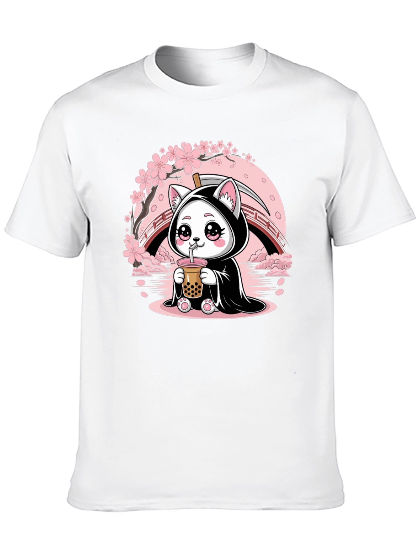 Cute Grim Reaper Cat Boba T-Shirt