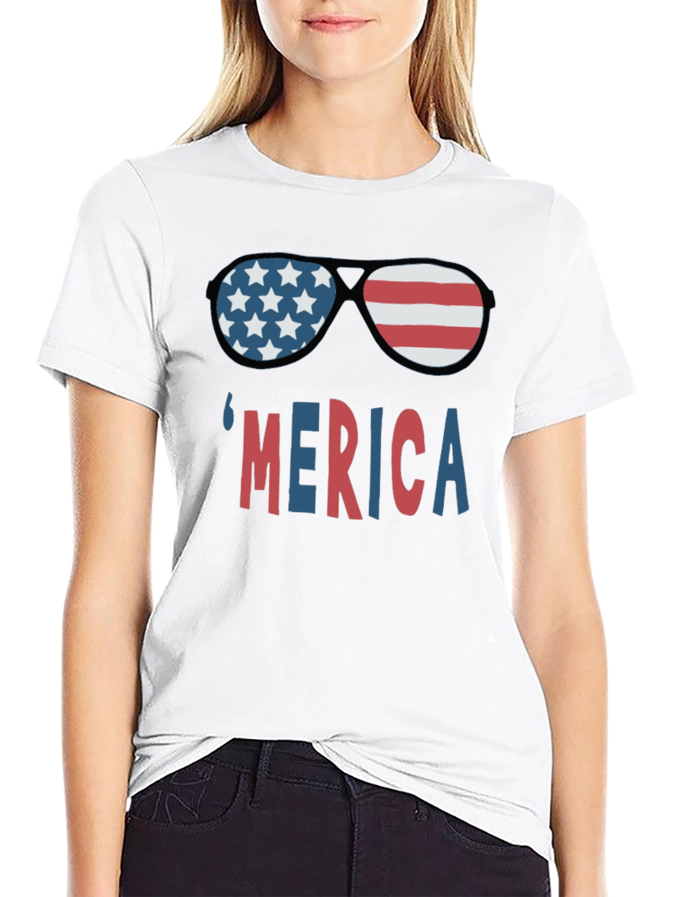 Patriotic Merica T-Shirt with Sunglasses Graphic
