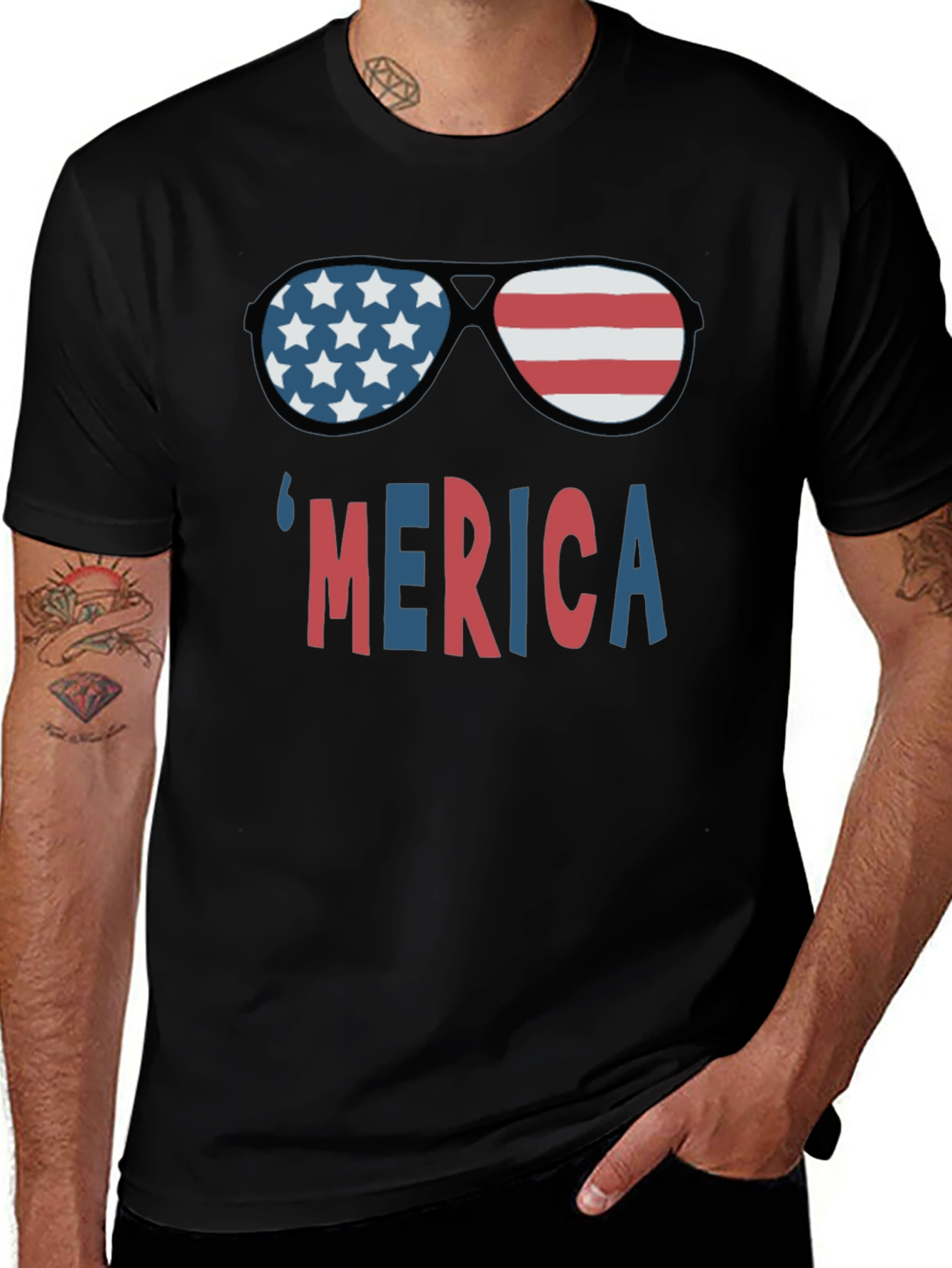 Patriotic Merica T-Shirt with Sunglasses Graphic