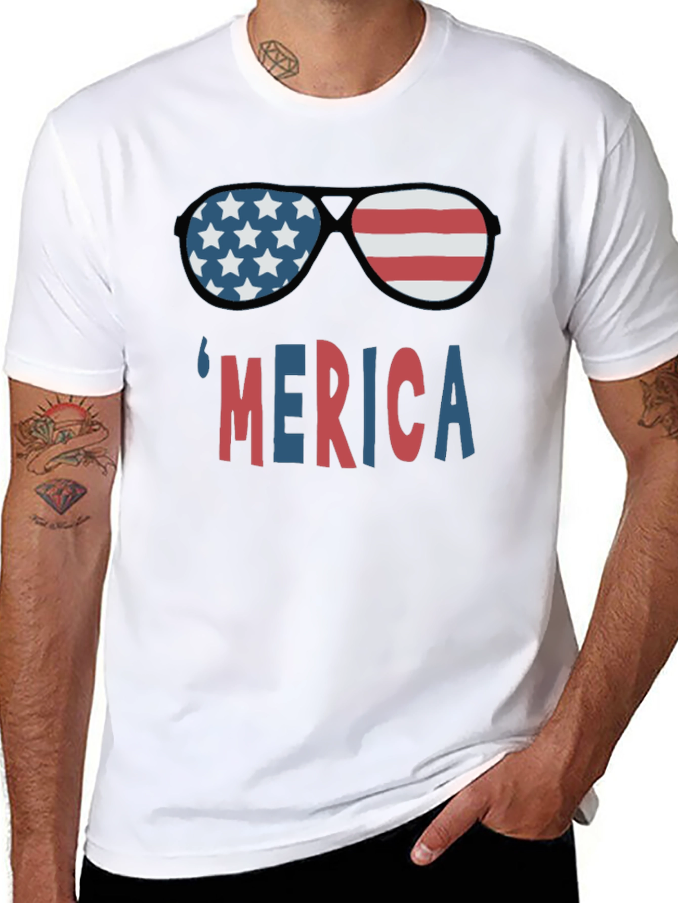 Patriotic Merica T-Shirt with Sunglasses Graphic
