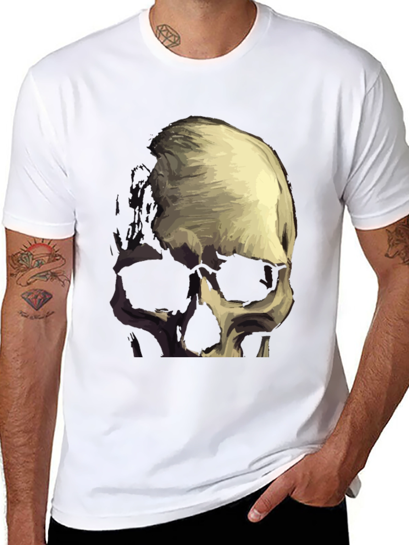 Skull Graphic Tee - Black Cotton Blend T-Shirt