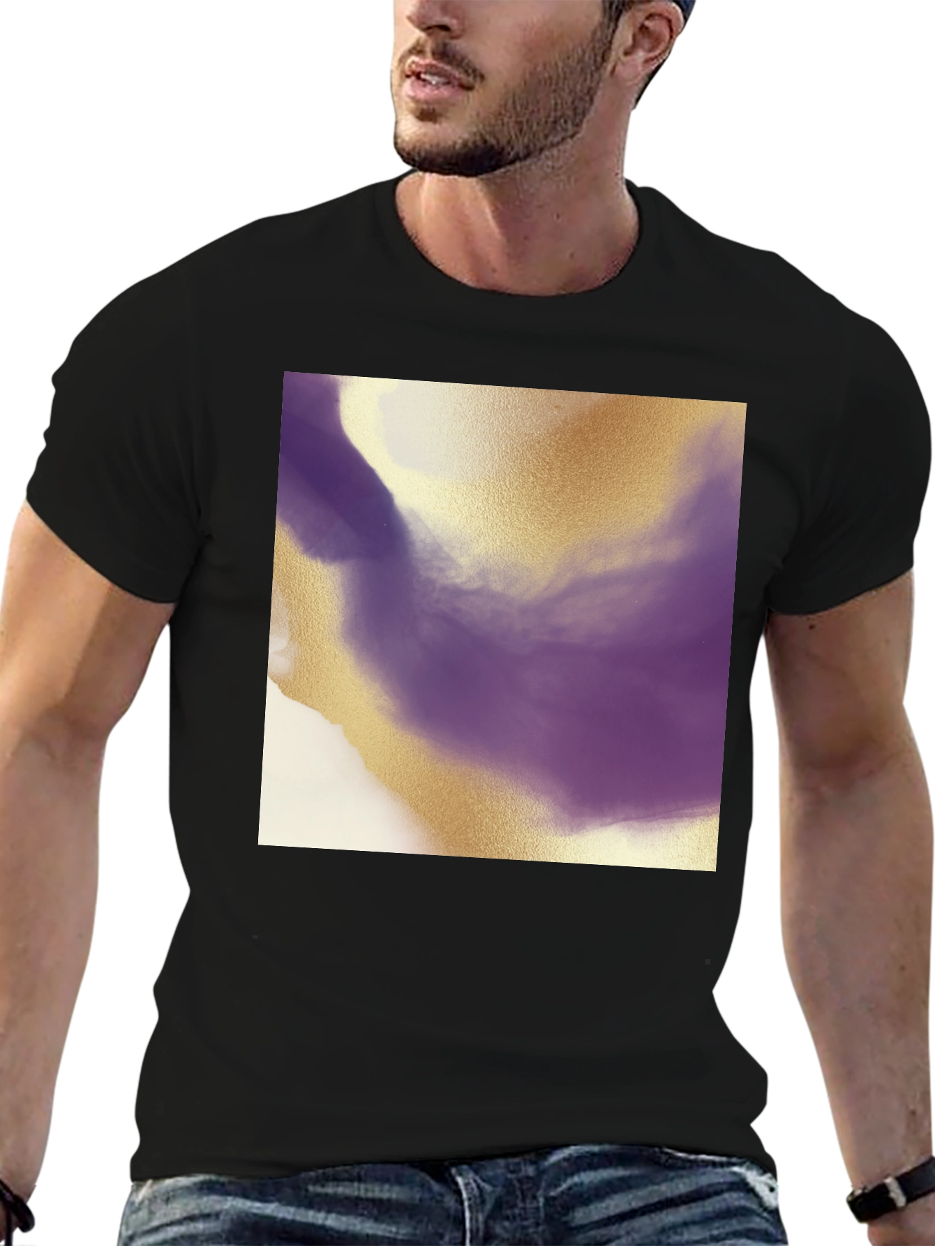 Abstract Gold & Purple T-Shirt - Modern Art Tee
