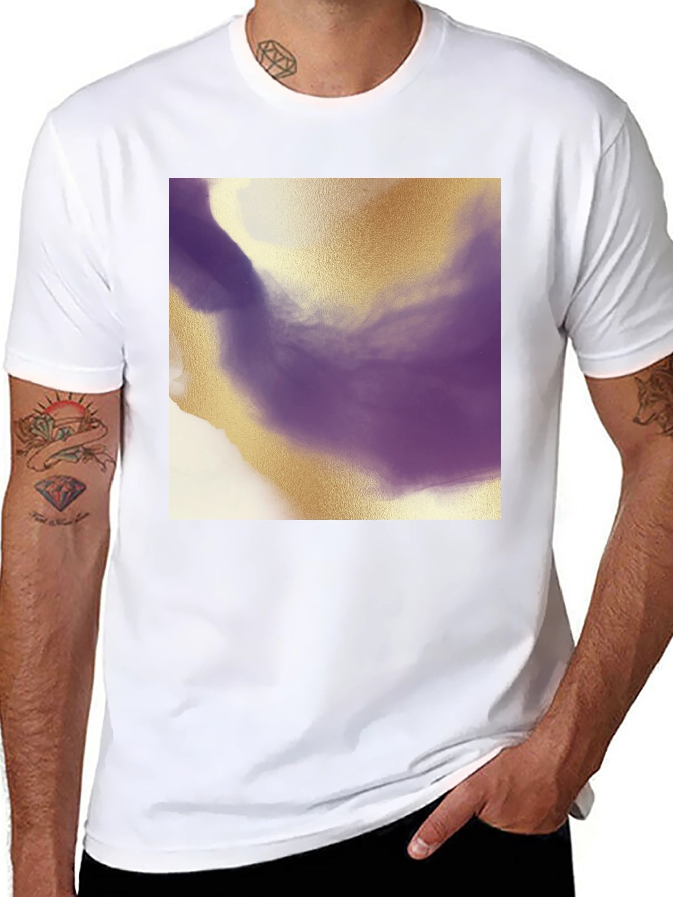 Abstract Gold & Purple T-Shirt - Modern Art Tee