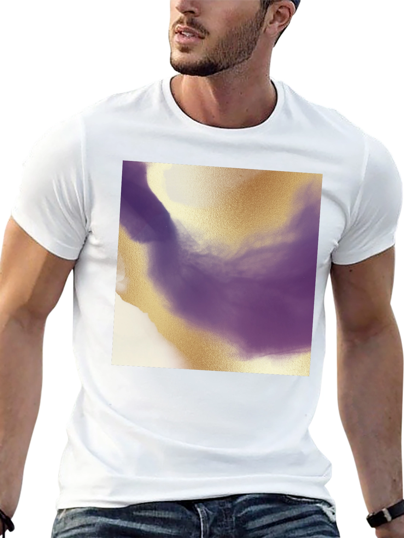 Abstract Gold & Purple T-Shirt - Modern Art Tee