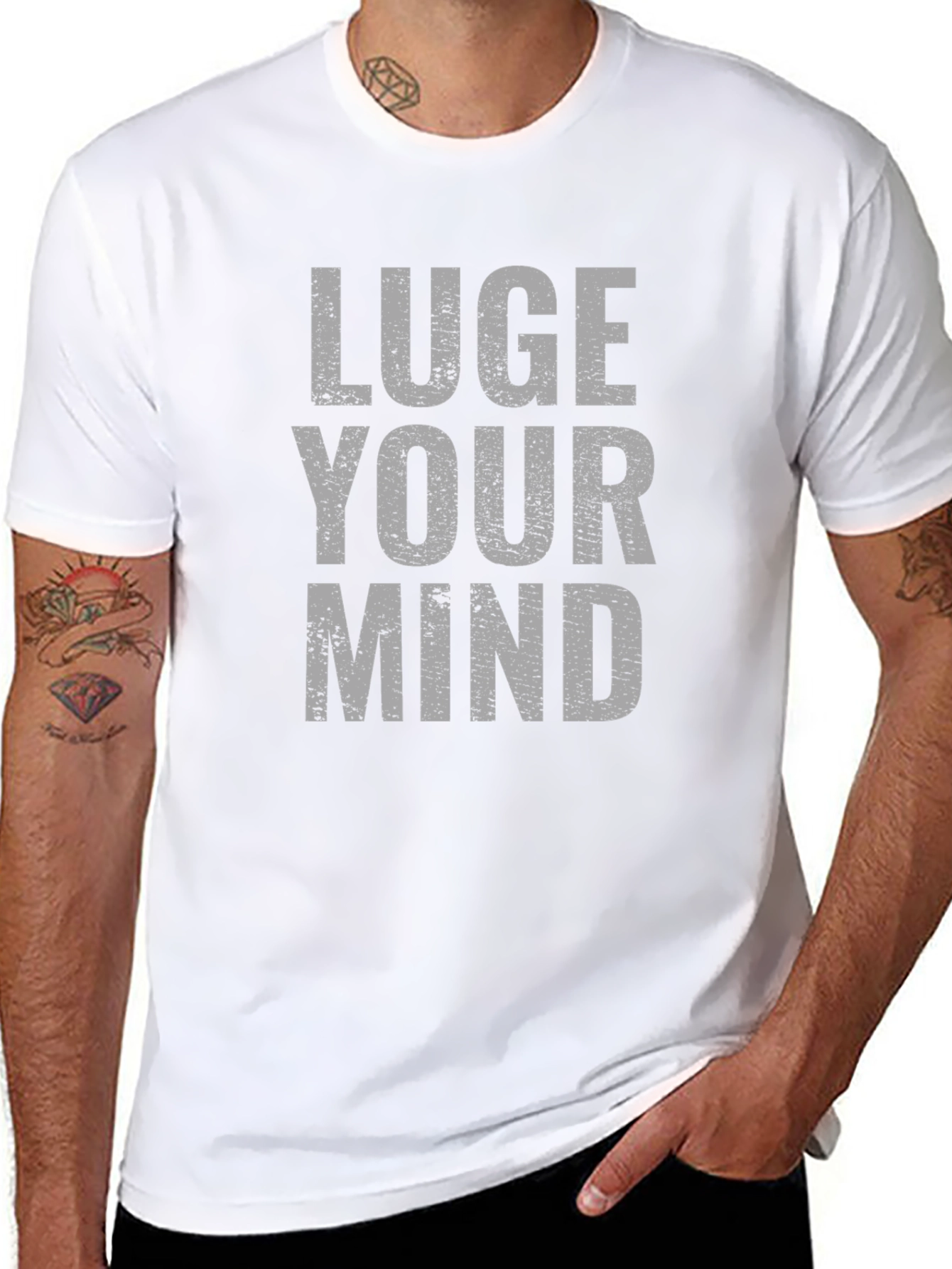 Luge Your Mind Graphic Tee - Black Cotton T-Shirt