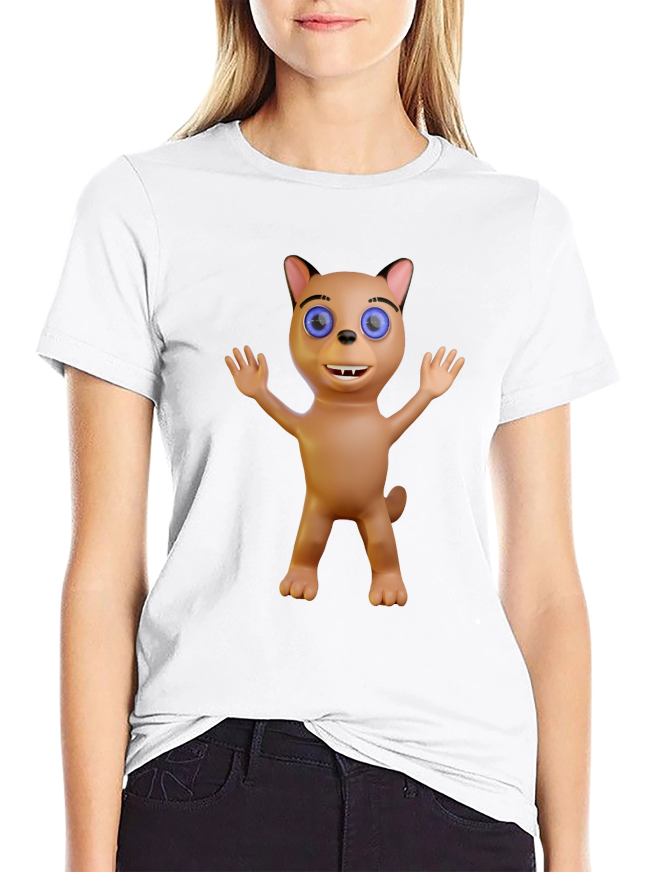 Cartoon Cat Graphic Tee - Fun Novelty Shirt
