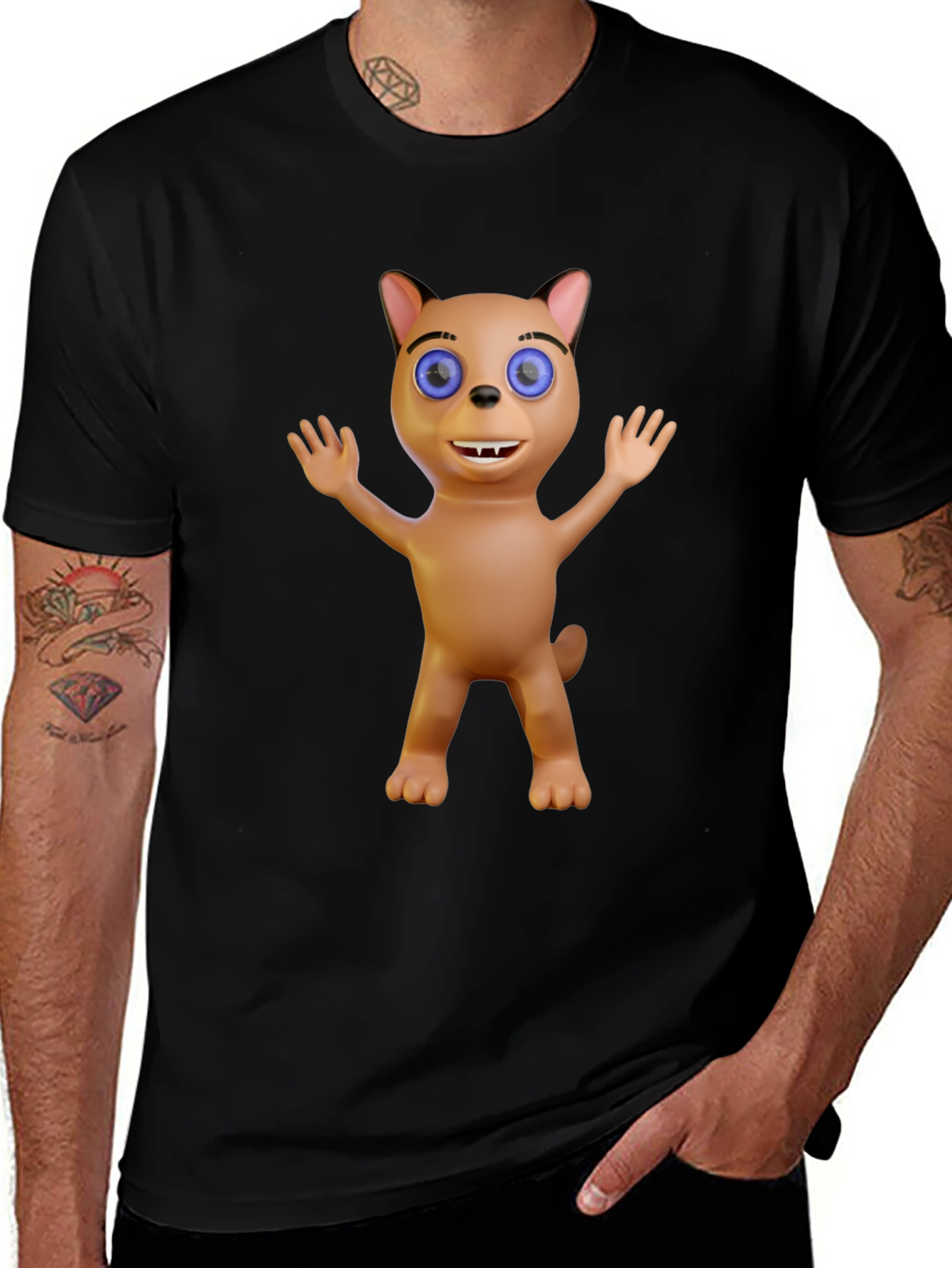Cartoon Cat Graphic Tee - Fun Novelty Shirt