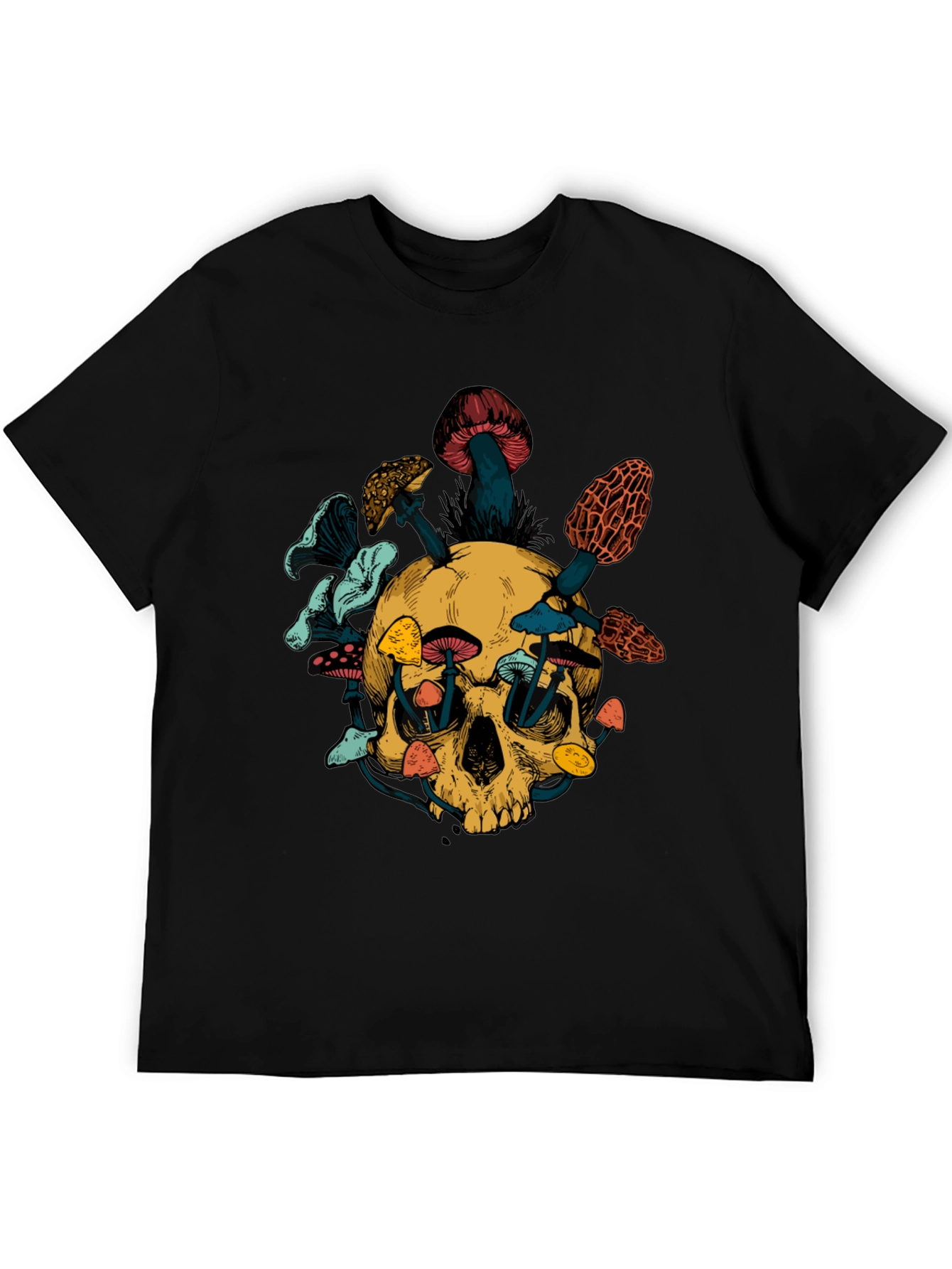 Skull & Mushroom Graphic Tee - Unique Design