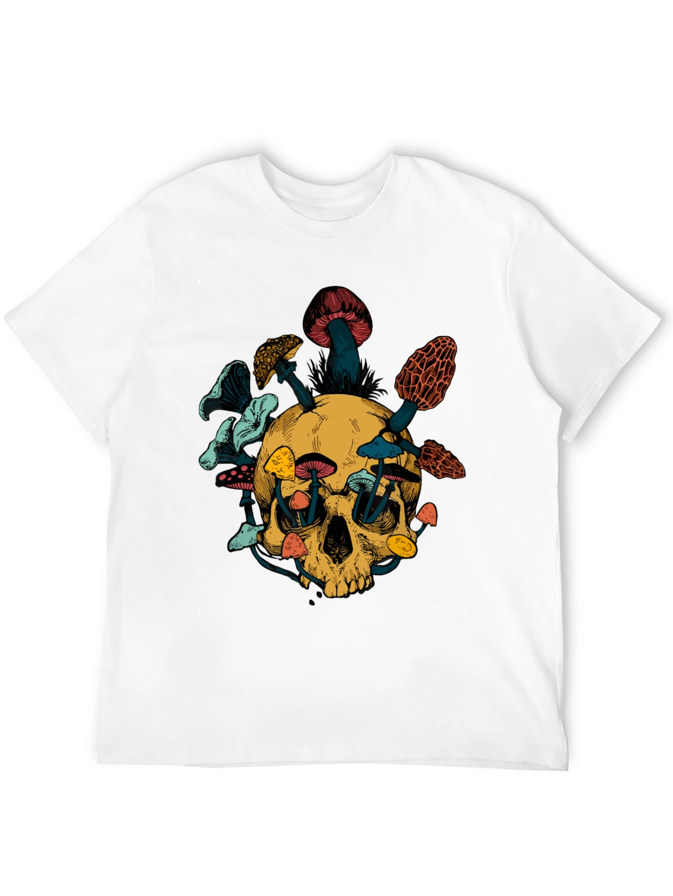 Skull & Mushroom Graphic Tee - Unique Design
