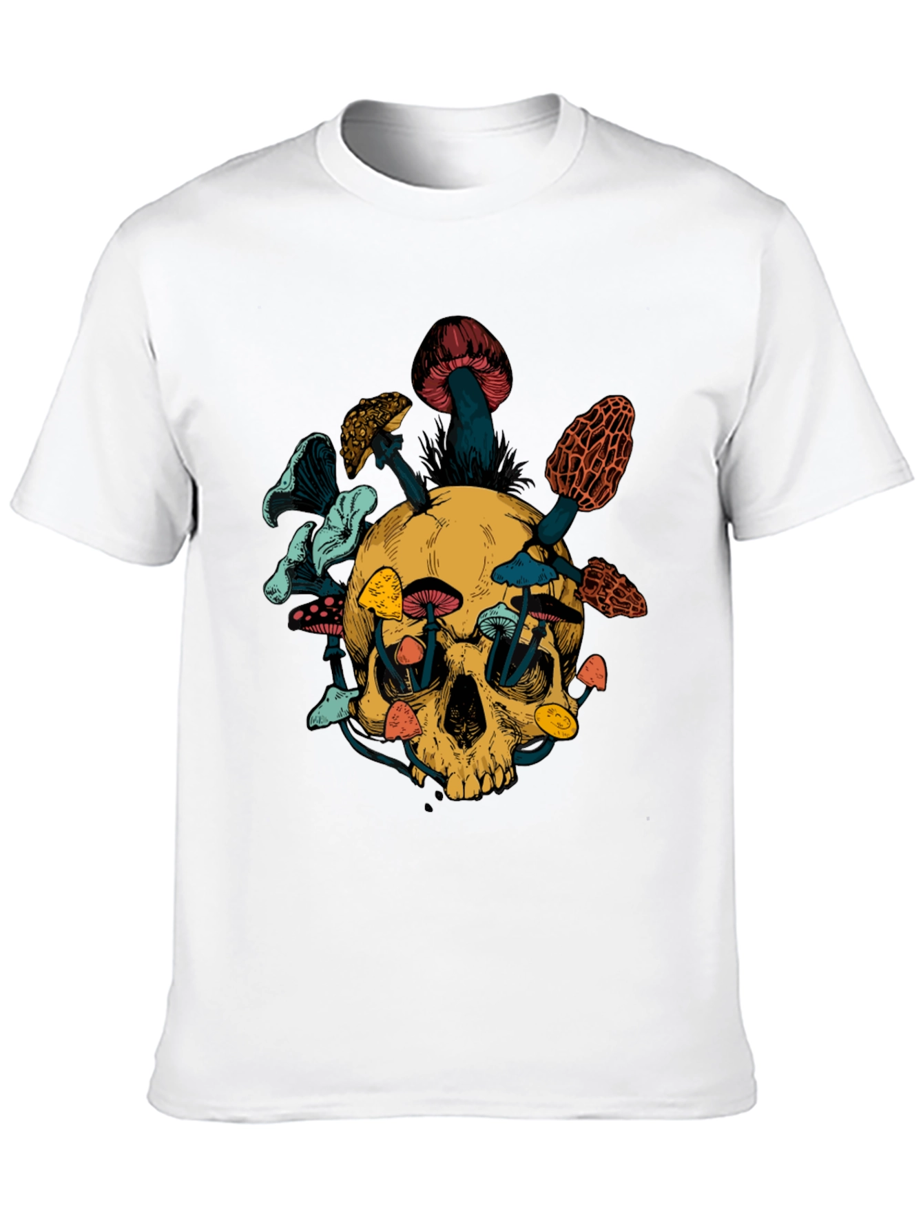 Skull & Mushroom Graphic Tee - Unique Design