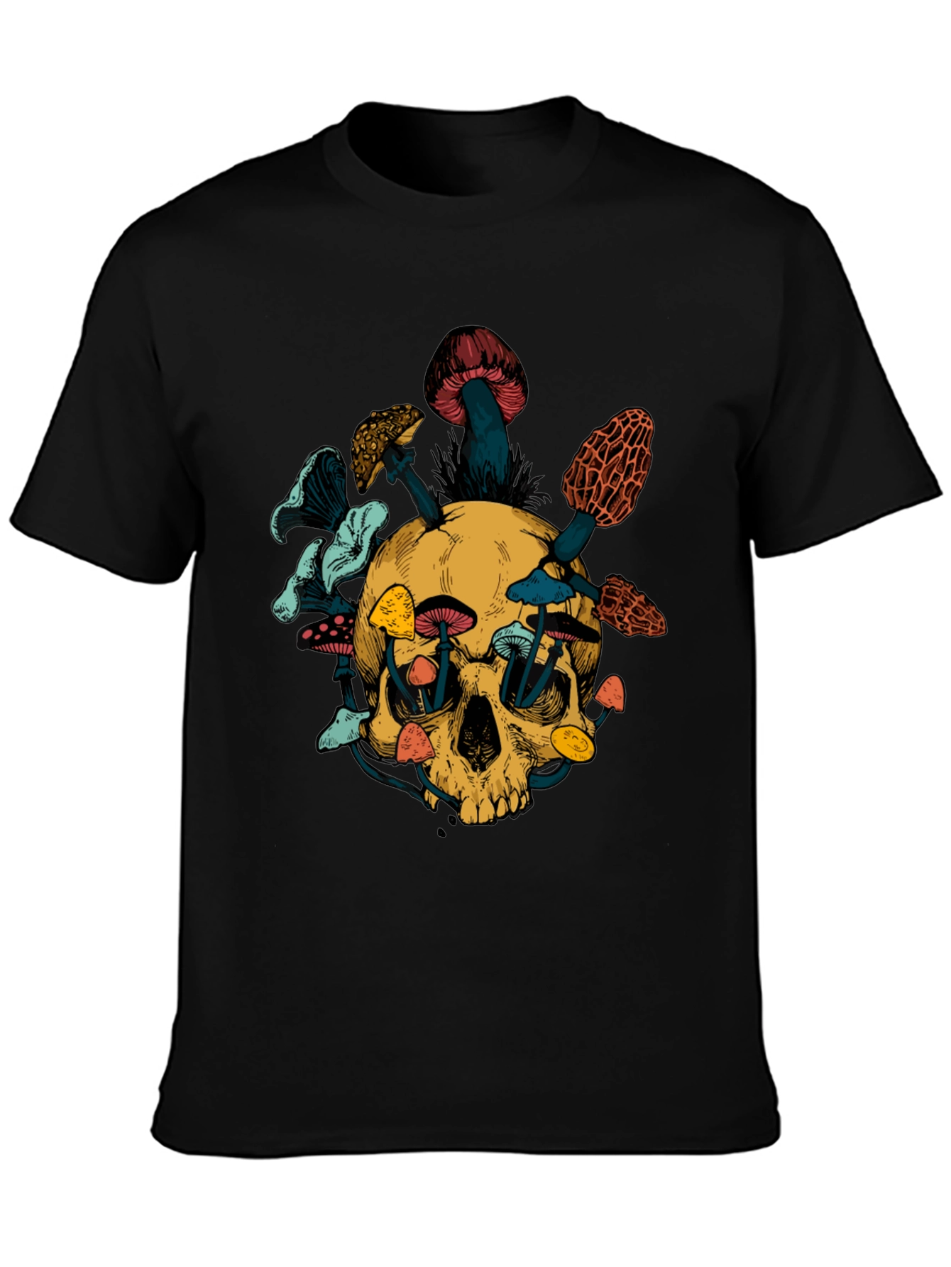 Skull & Mushroom Graphic Tee - Unique Design