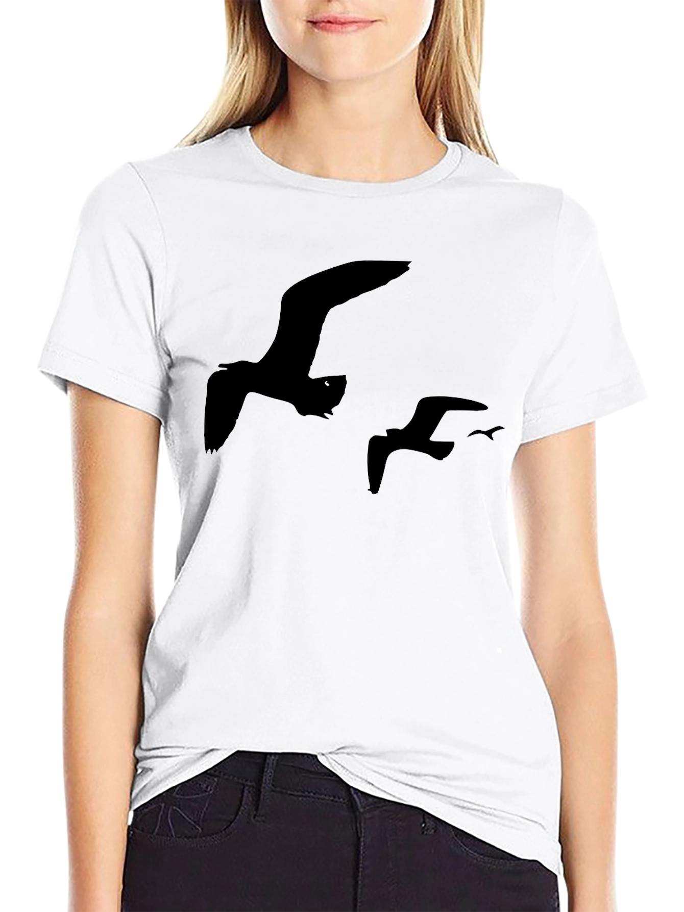 Black Seagull Silhouette T-Shirt