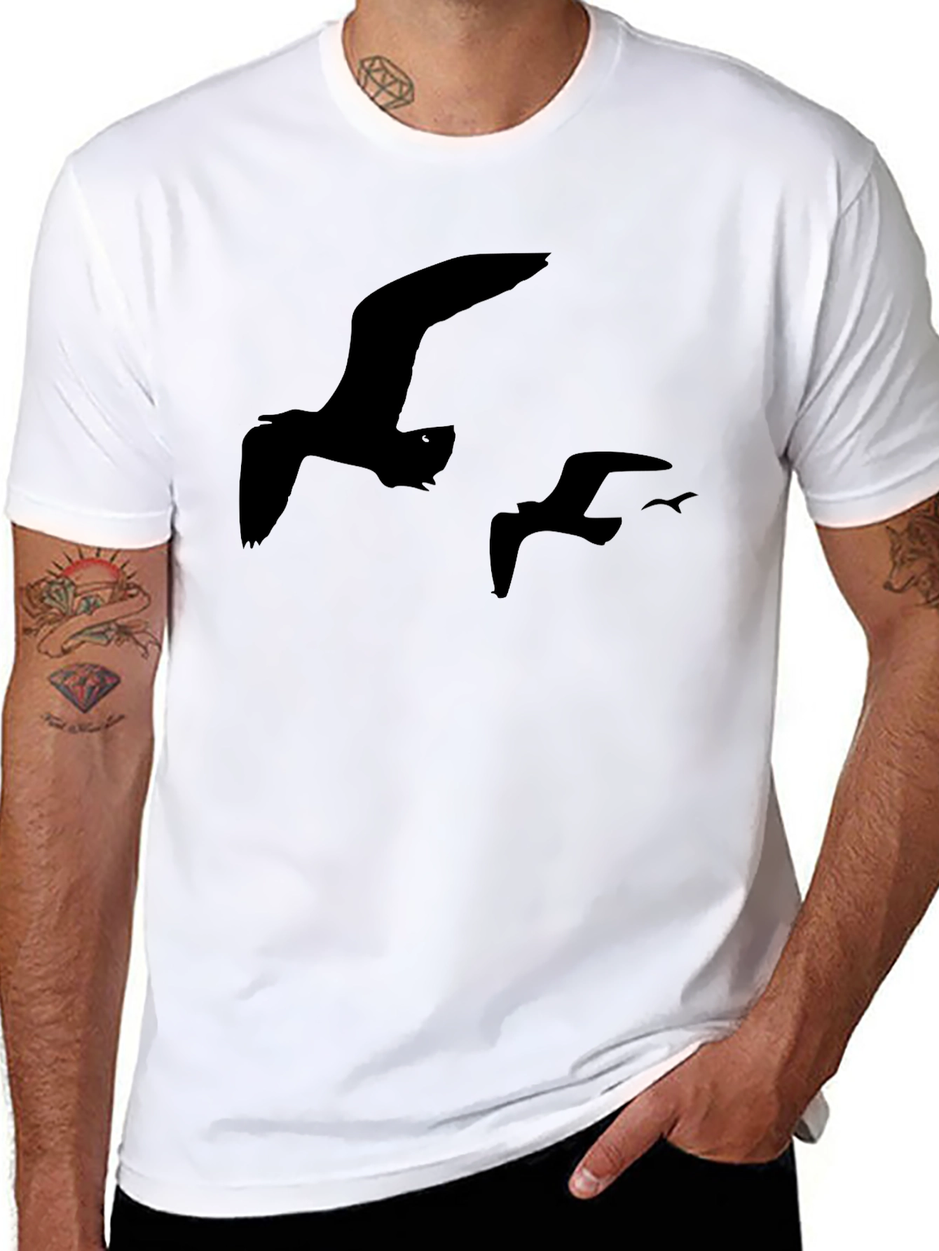 Black Seagull Silhouette T-Shirt
