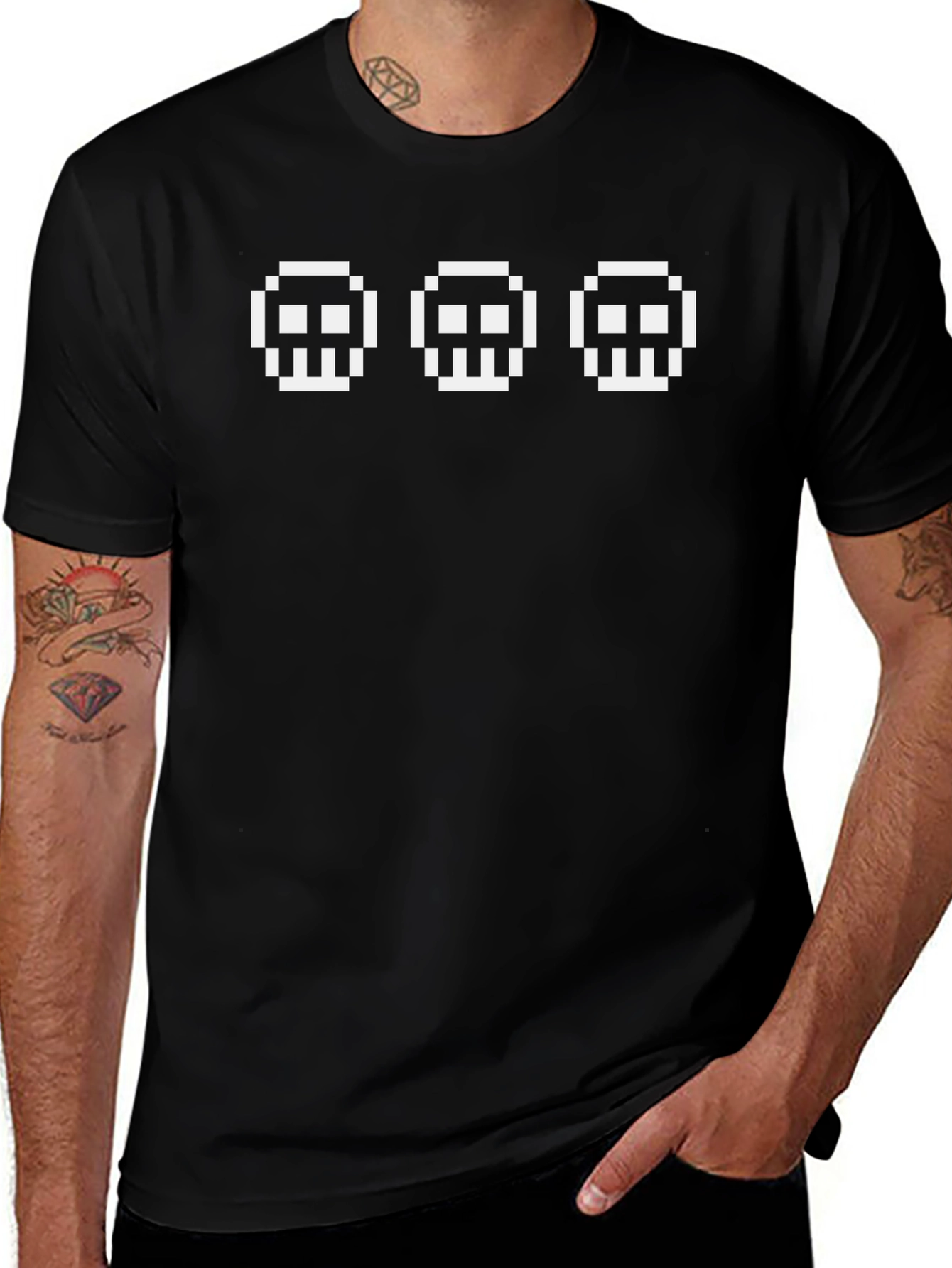 Pixel Skull Graphic Tee - Cool Gamer Style
