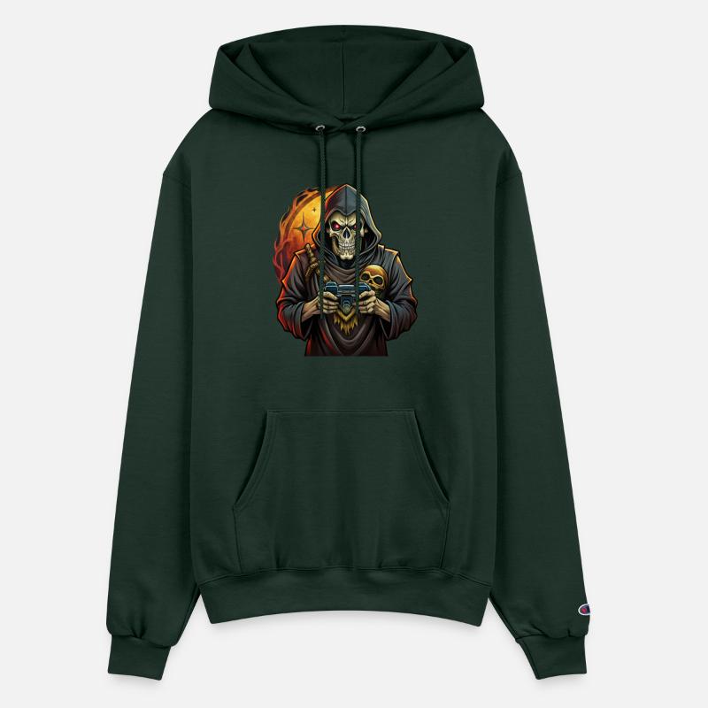 Skull holding a video game console.