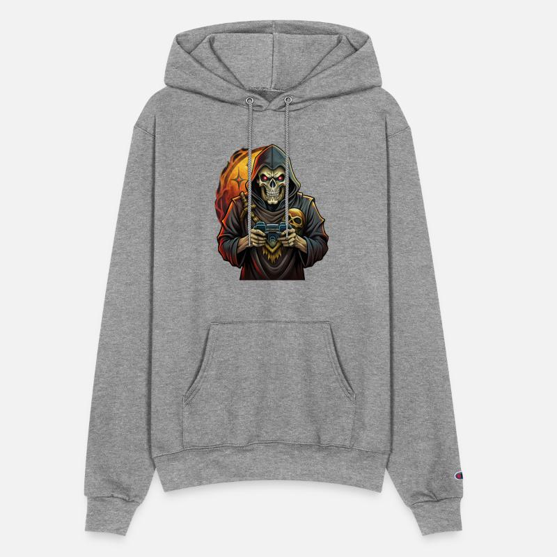 Skull holding a video game console.