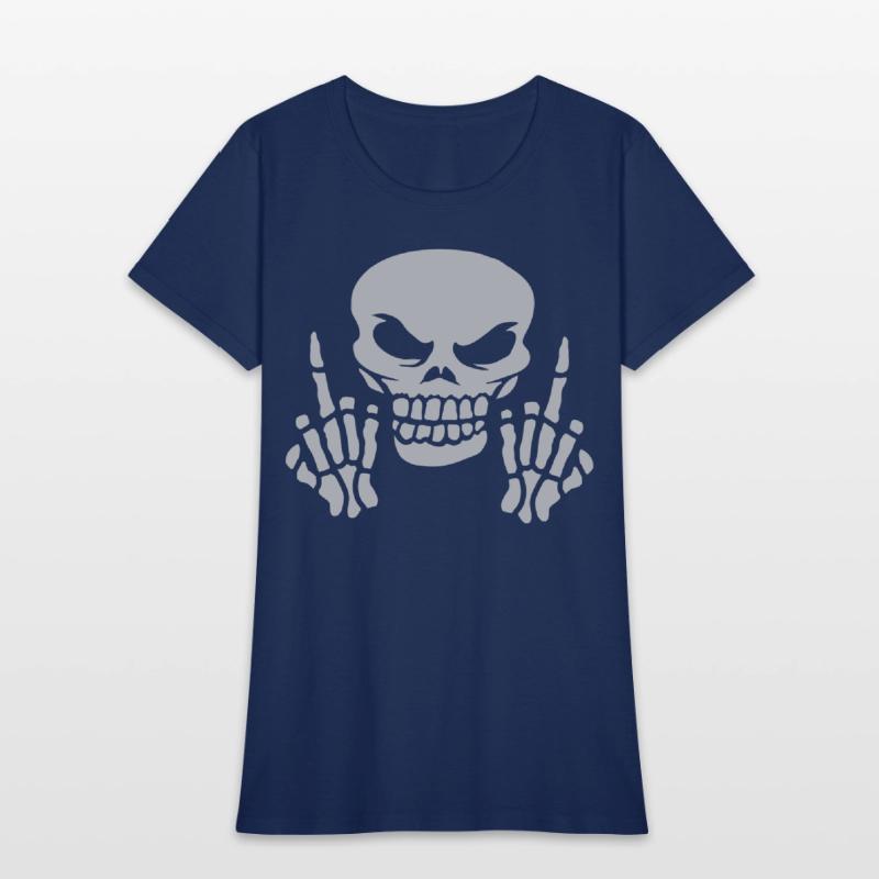 Skull Skull Middle Finger