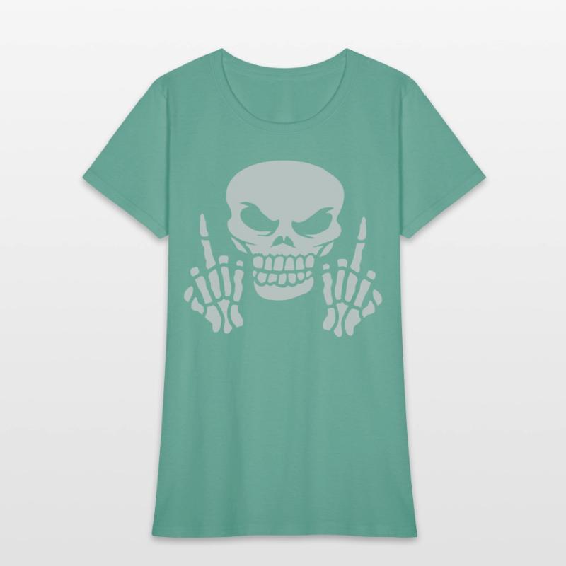 Skull Skull Middle Finger