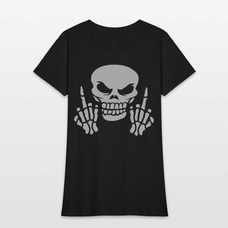 Skull Skull Middle Finger