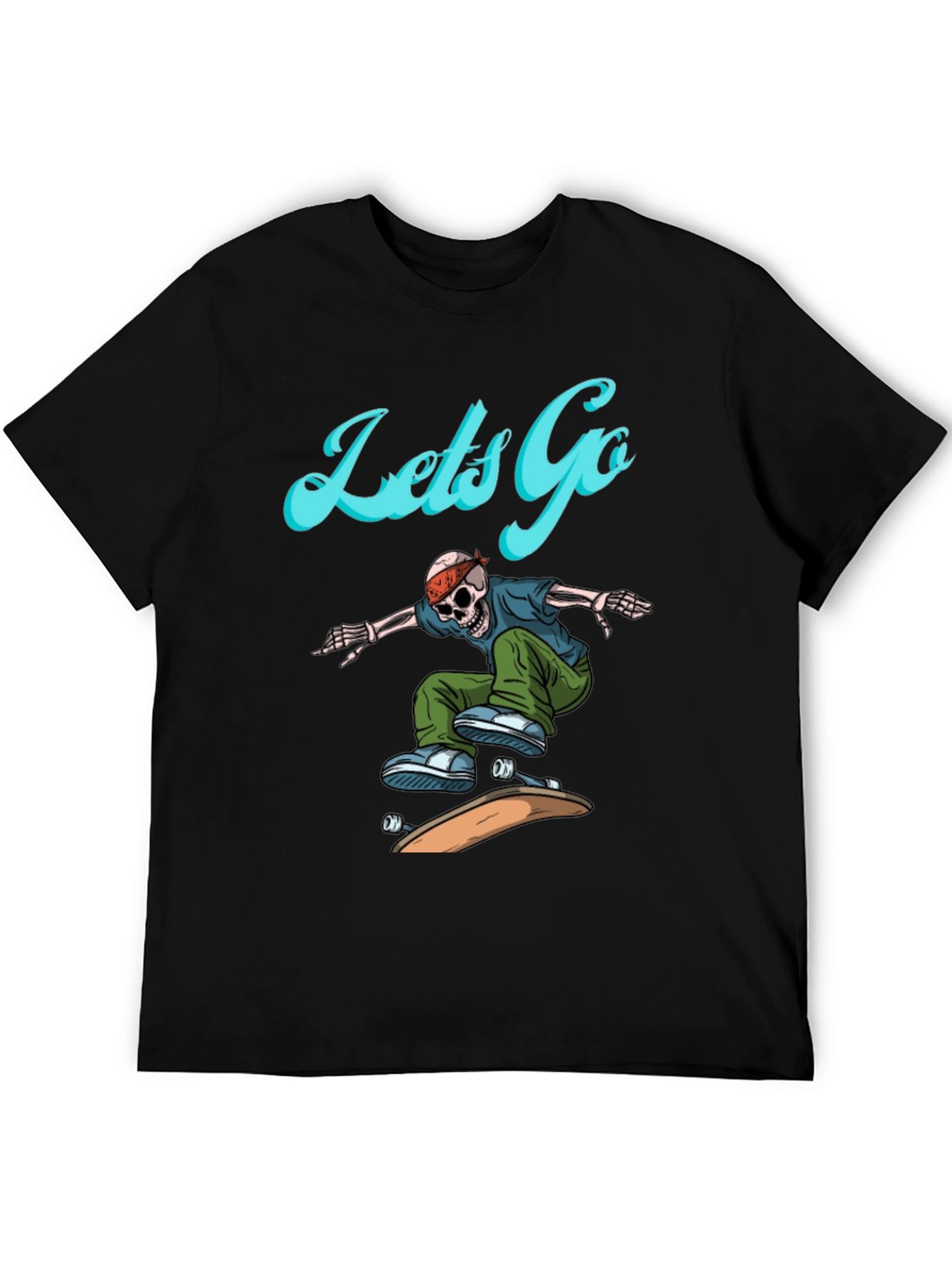 Skeleton Skateboarder Graphic Tee - Lets Go!