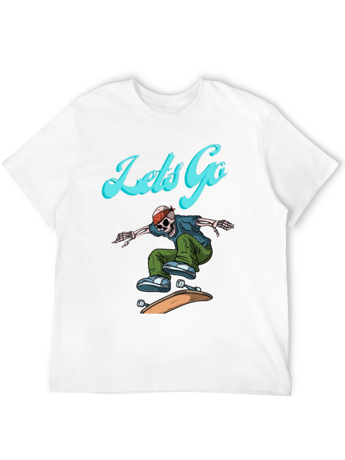 Skeleton Skateboarder Graphic Tee - Lets Go!