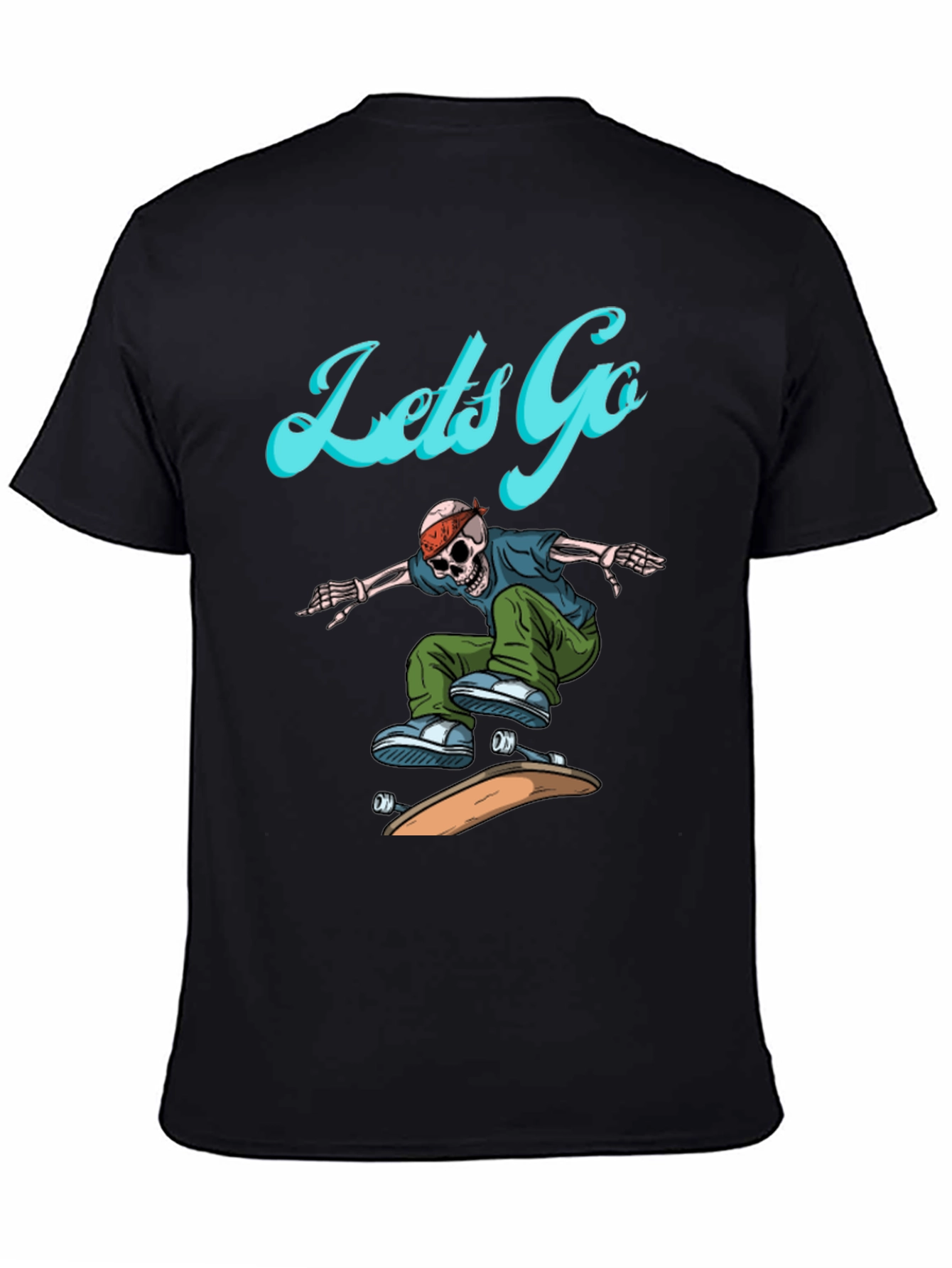 Skeleton Skateboarder Graphic Tee - Lets Go!