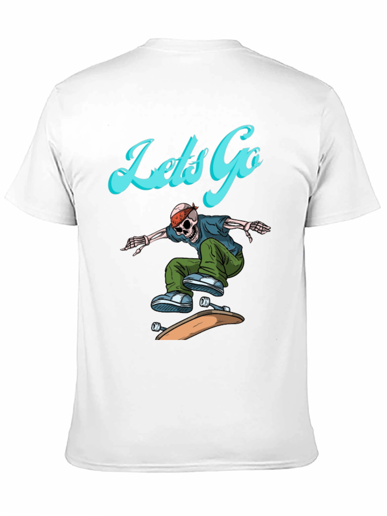 Skeleton Skateboarder Graphic Tee - Lets Go!