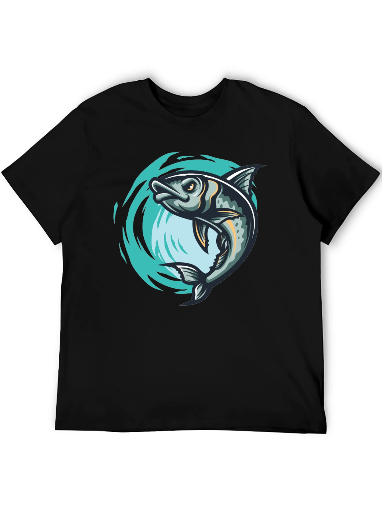 Mens Black Fish Graphic T-Shirt