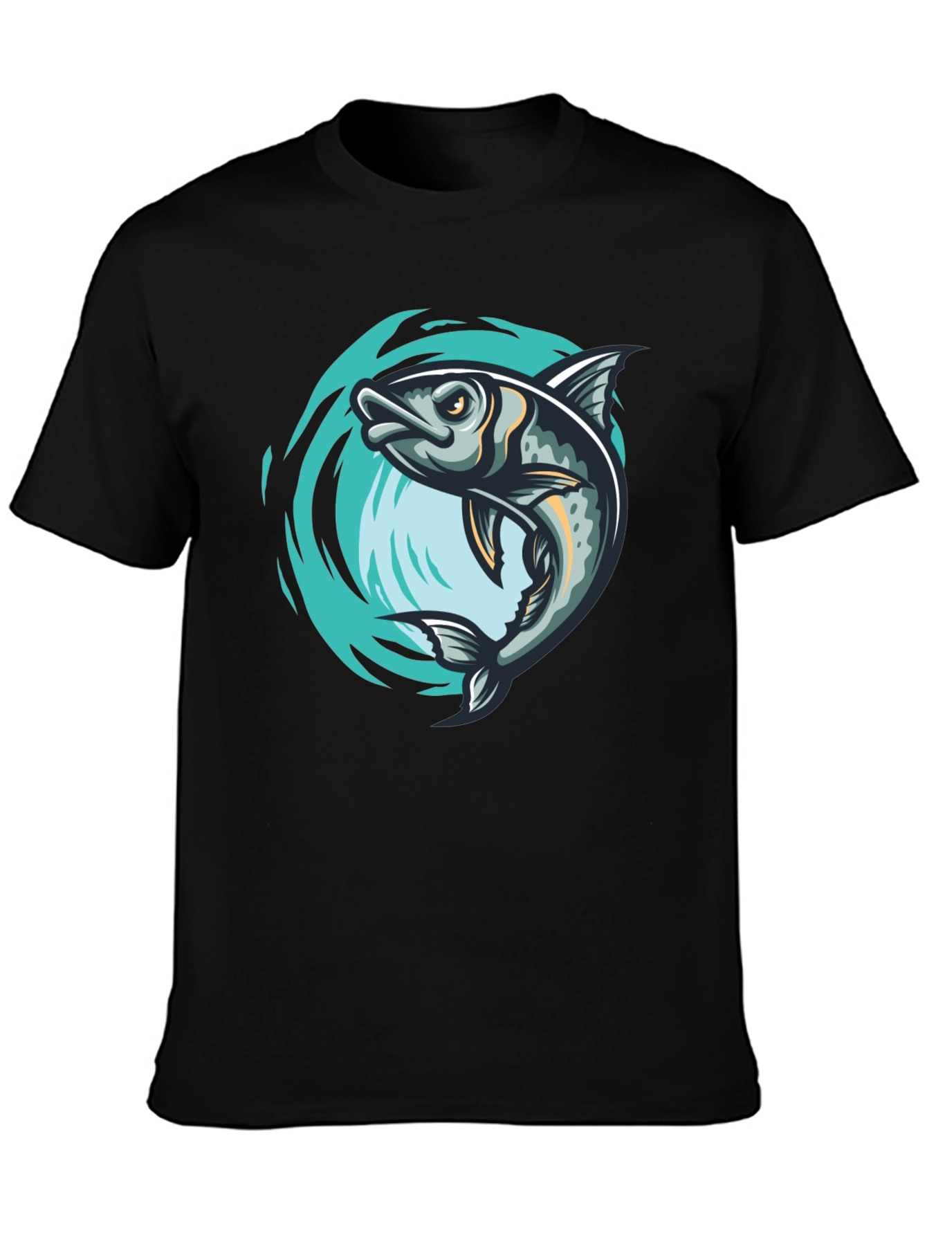 Mens Black Fish Graphic T-Shirt