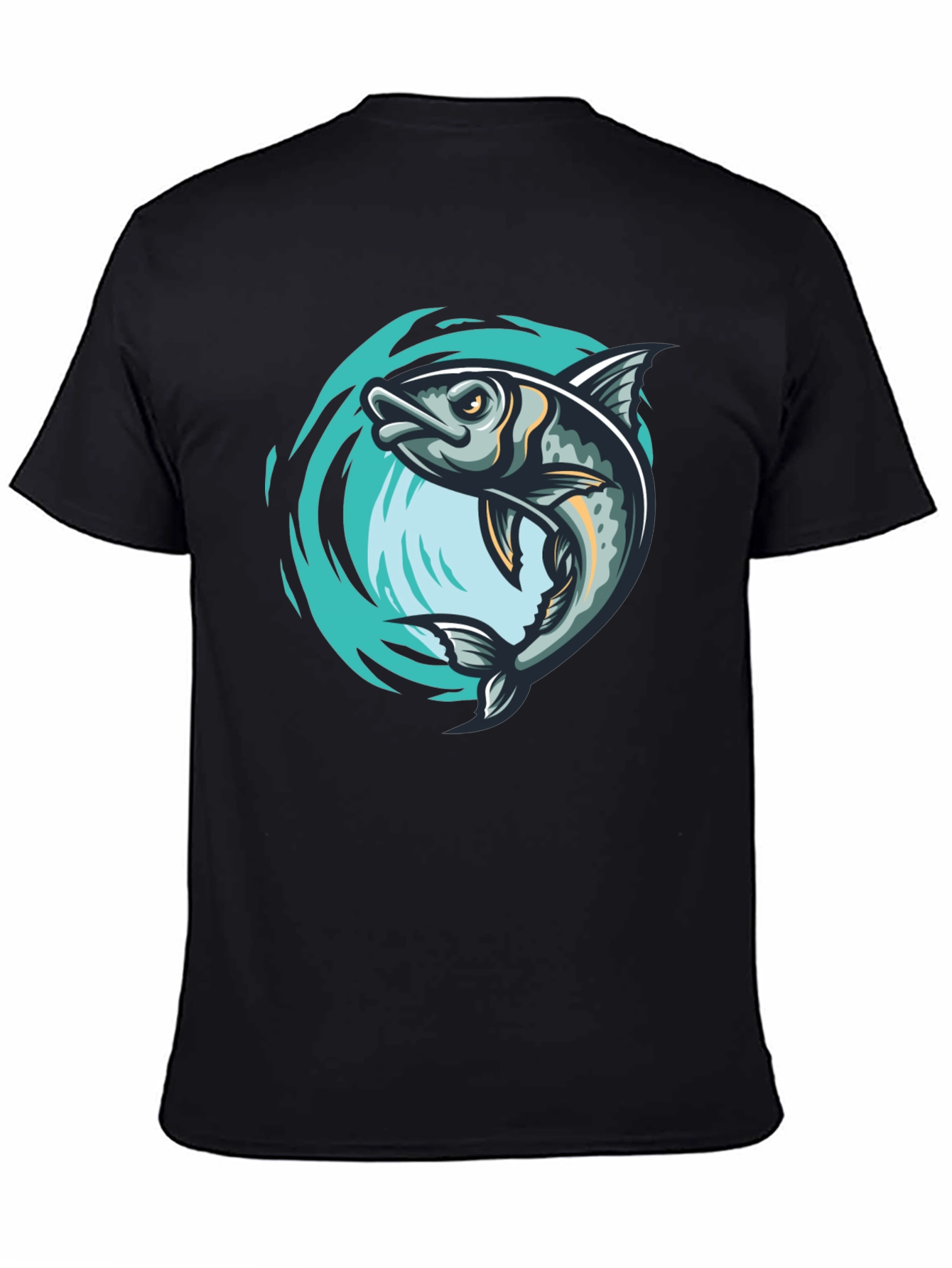 Mens Black Fish Graphic T-Shirt
