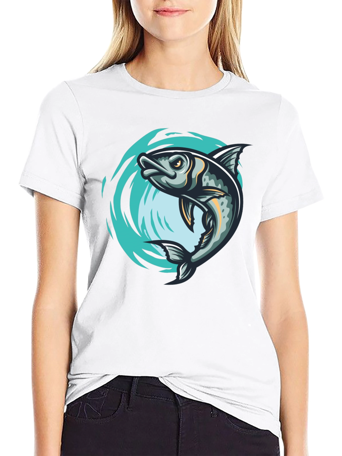 Mens Black Fish Graphic T-Shirt