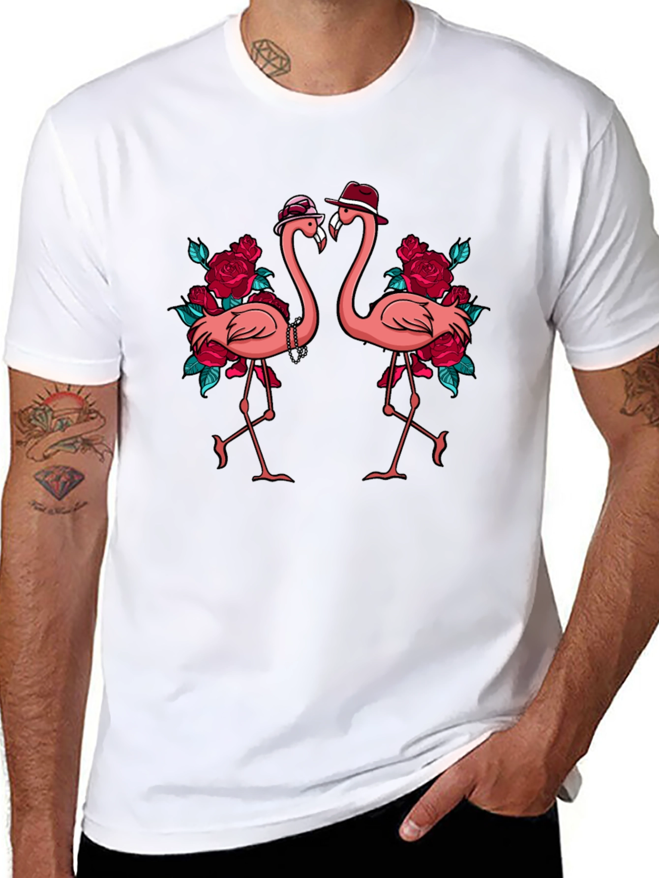 Stylish Flamingo Rose Graphic Tee