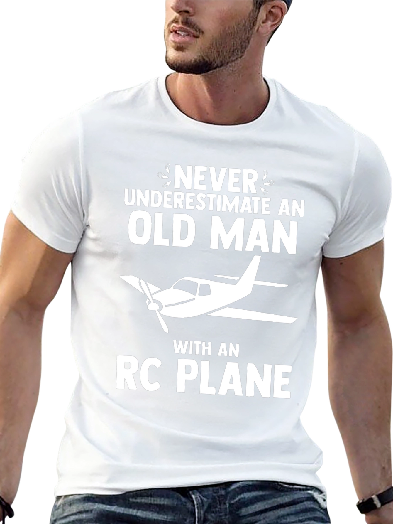 Never Underestimate Old Man RC Plane T-Shirt