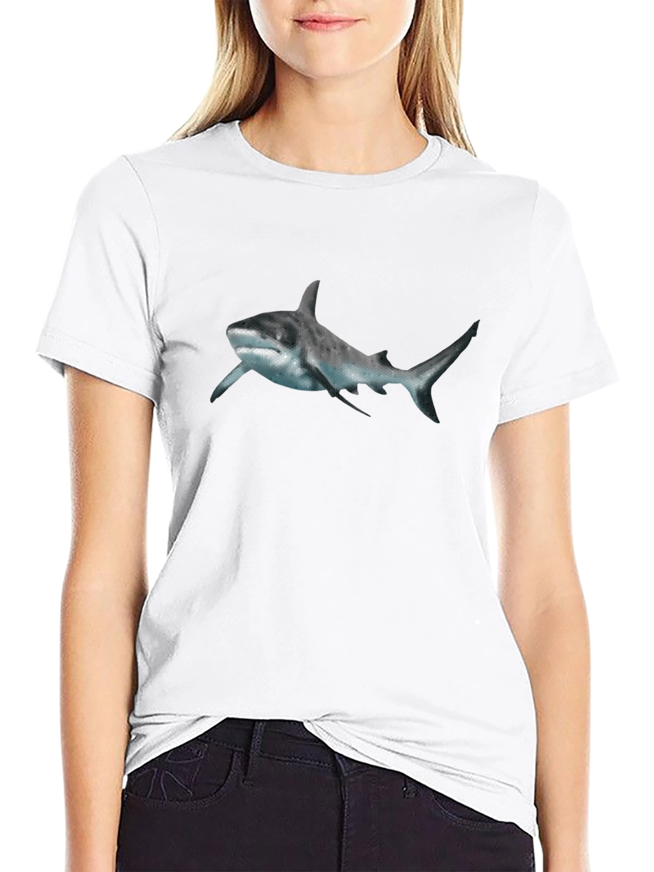 Shark Graphic Print Black T-Shirt