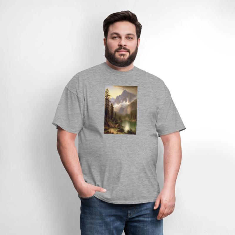 Snowy Mountain Lake Landscape Painting